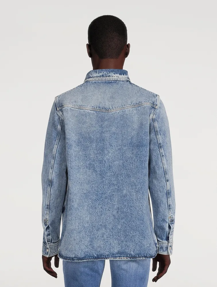 Cotton V-Logo Denim Shirt