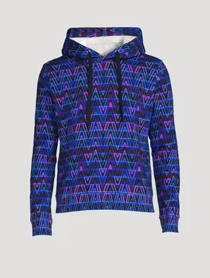 Cotton Hoodie Neon V Optical Print