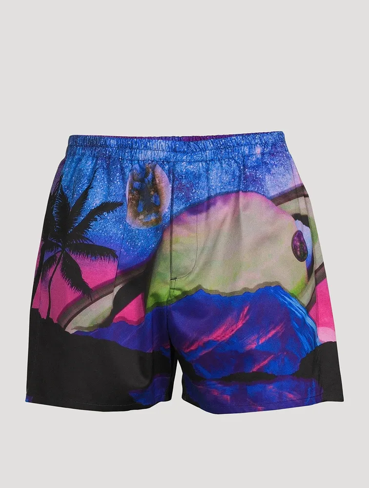 Cotton Shorts Water Sky Print