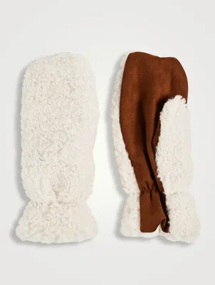 Adley Faux Shearling And Suede Mittens