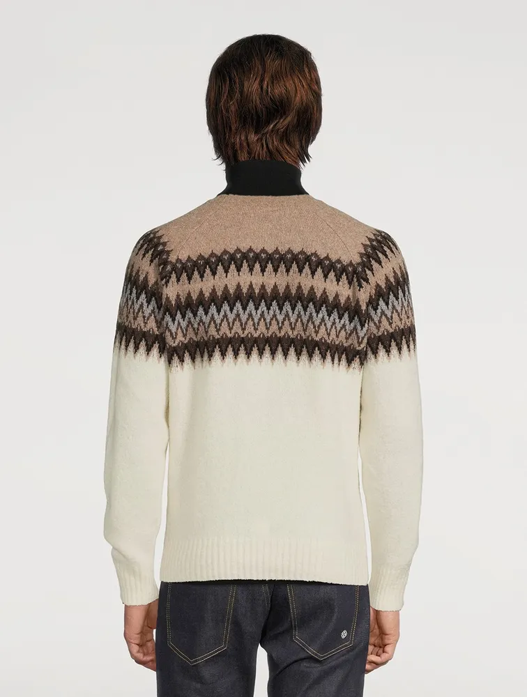 Wool-Blend Nordic Crewneck Sweater