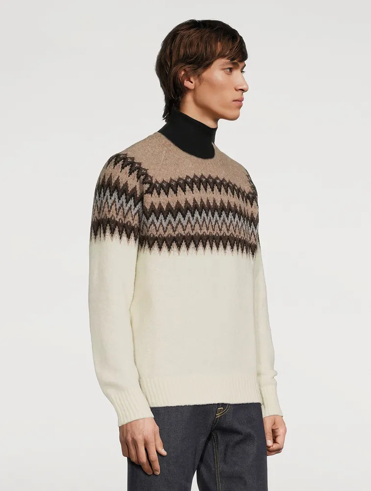 Wool-Blend Nordic Crewneck Sweater