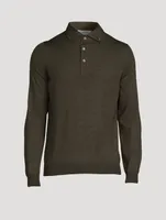 Wool Long-Sleeve Polo Sweater