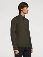 Wool Long-Sleeve Polo Sweater