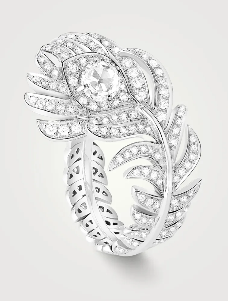 Plume De Paon White Gold Ring With Diamonds