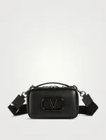 Lacquered VLOGO Signature Leather Crossbody Bag