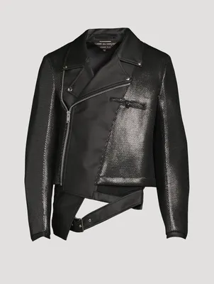 Faux Leather Asymmetric Biker Jacket