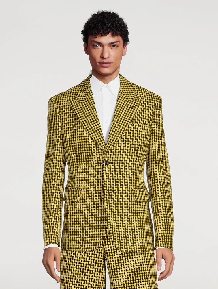 Cotton And Wool Jacket Houndstooth Print