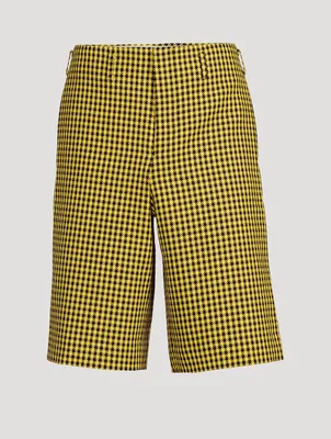Cotton And Wool Shorts Houndstooth Print