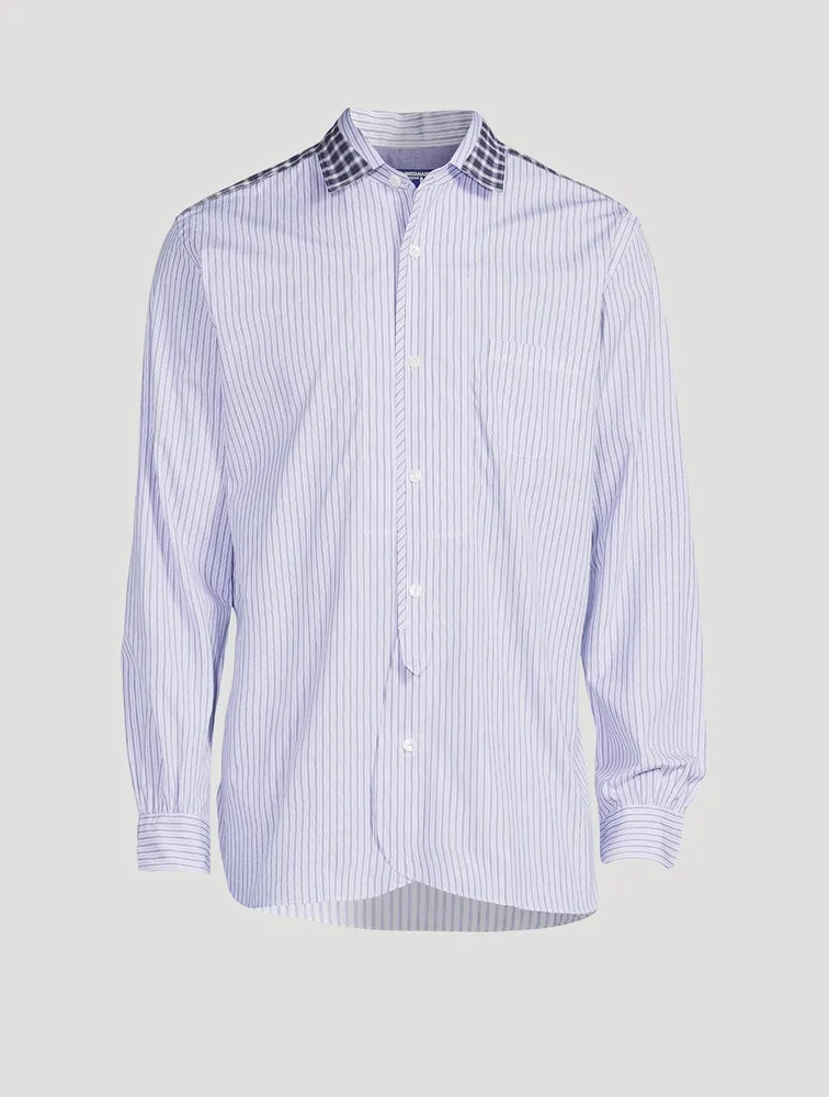 Cotton Striped Shirt With Check Collar