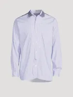 Cotton Striped Shirt With Check Collar