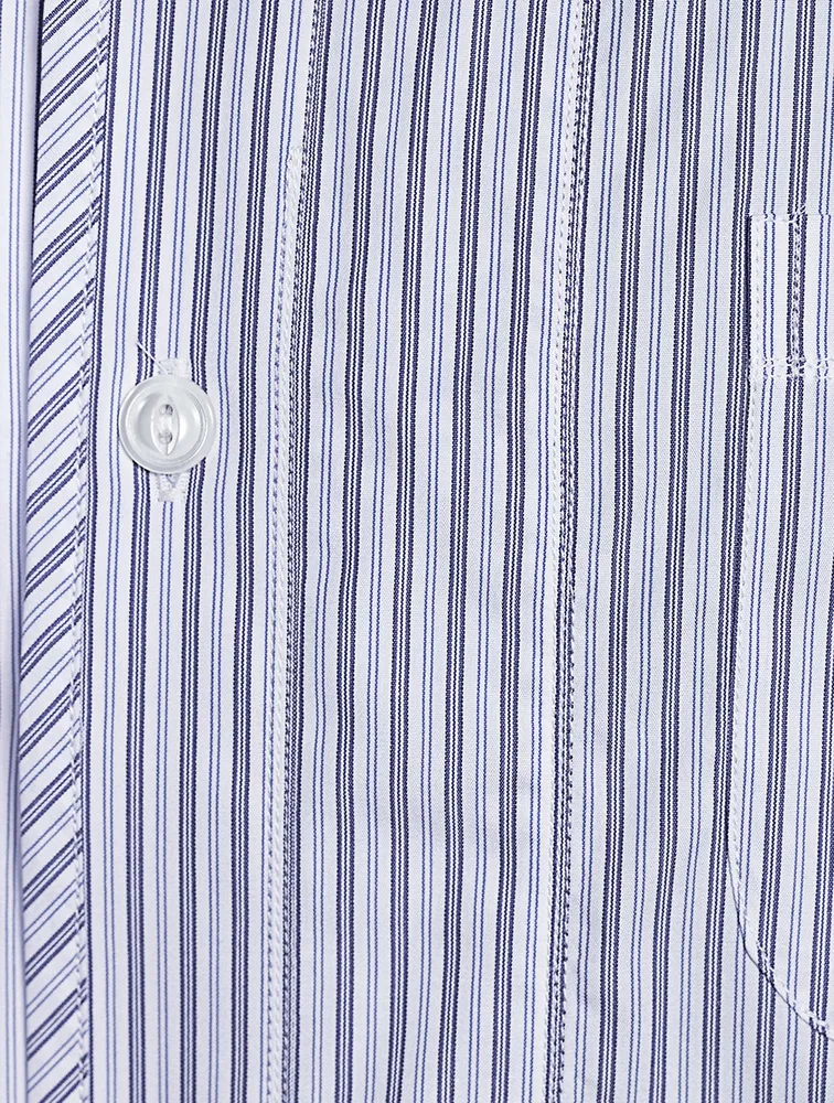 Cotton Striped Shirt With Check Collar