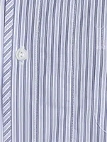 Cotton Striped Shirt With Check Collar