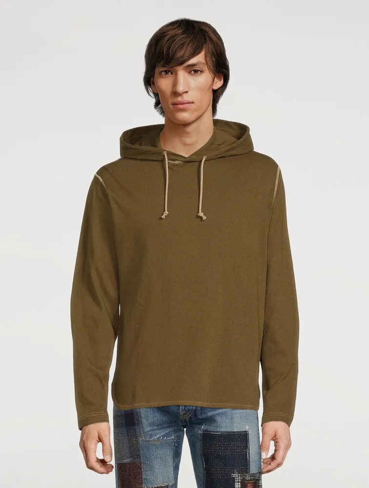 Cotton And Wool Long-Sleeve T-Shirt With Hood