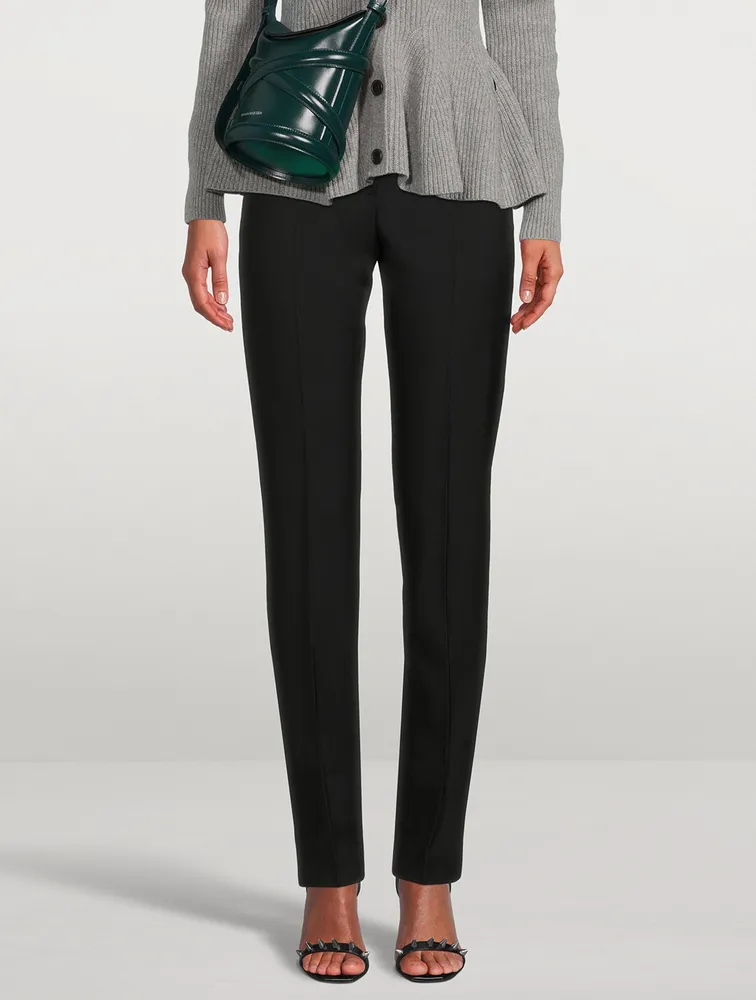 High-Waisted Wool Trousers