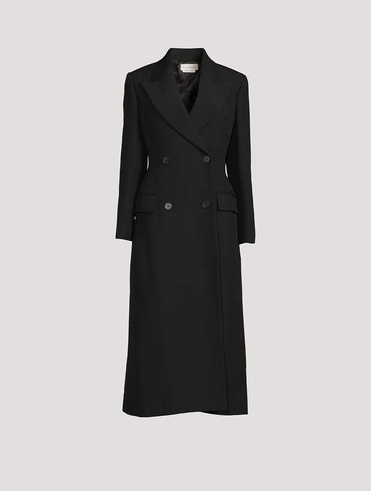 Double-Breasted Wool And Cashmere Coat With Corset Detail