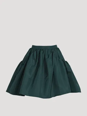 Gathered Taffeta Mini Skirt