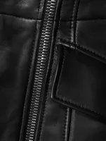Leather Blazer With Zipper Trim