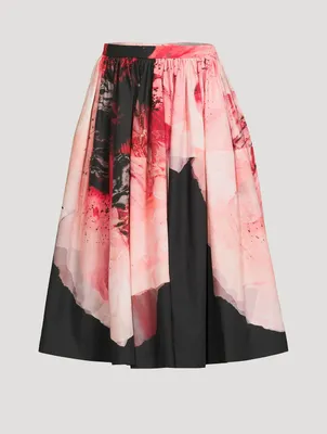 Gathered Midi Skirt Anemone Print