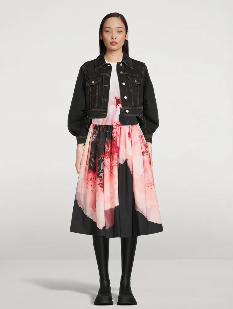 Gathered Midi Skirt Anemone Print