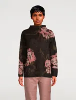 Rose Jacquard Funnel-Neck Sweater