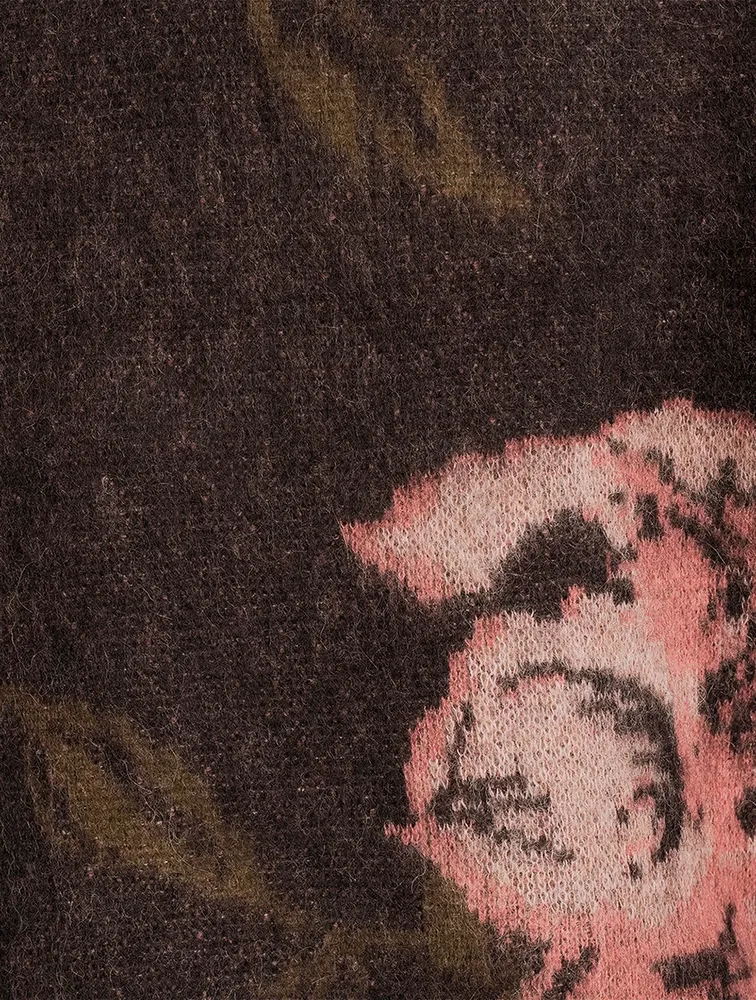Rose Jacquard Funnel-Neck Sweater