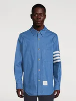 Washed Denim Snap-Button Shirt Jacket