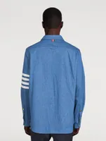 Washed Denim Snap-Button Shirt Jacket