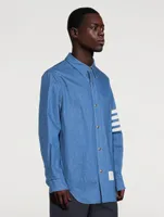 Washed Denim Snap-Button Shirt Jacket
