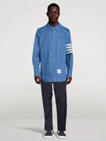 Washed Denim Snap-Button Shirt Jacket