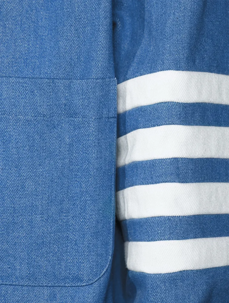 Washed Denim Snap-Button Shirt Jacket