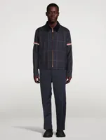 Wool Grosgrain Armband Jacket Herringbone Windowpane Print