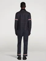 Wool Grosgrain Armband Jacket Herringbone Windowpane Print
