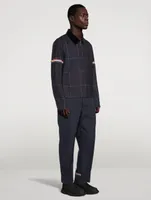 Wool Grosgrain Armband Jacket Herringbone Windowpane Print