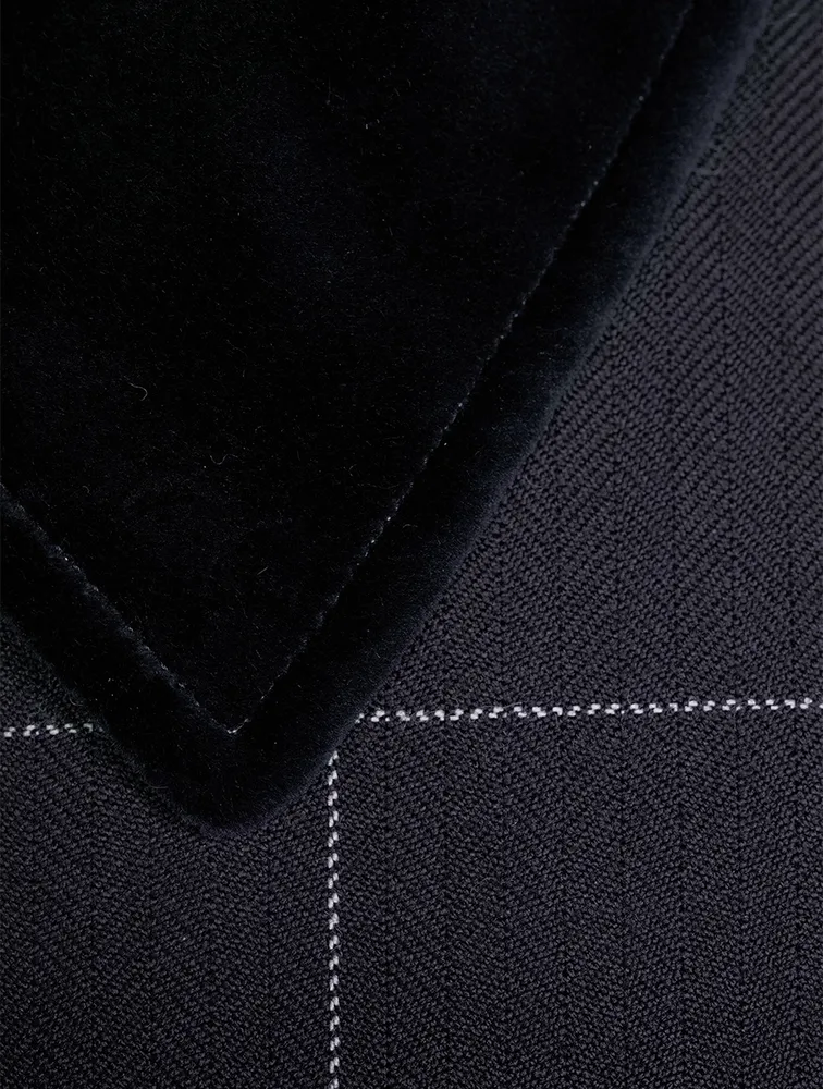 Wool Grosgrain Armband Jacket Herringbone Windowpane Print