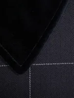 Wool Grosgrain Armband Jacket Herringbone Windowpane Print