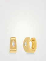 14K Gold Huggie Earrings With Marquise Diamond