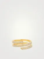 14K Gold Swirl Ring With Diamonds