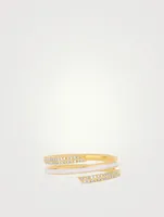 14K Gold Enamel Swirl Ring With Diamonds