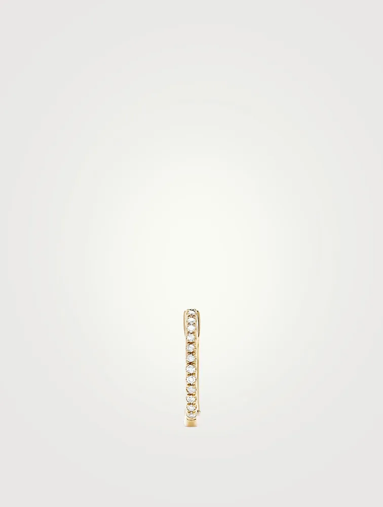 14K Gold Mini Huggie Earring With Diamonds