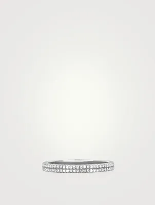 14K White Gold Double Eternity Band With Diamonds