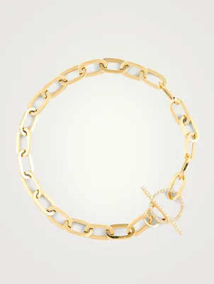 14K Gold Jumbo Toggle Bracelet With Diamonds