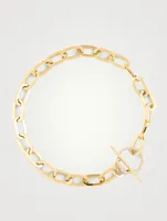 14K Gold Jumbo Toggle Bracelet With Diamonds