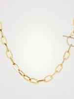 14K Gold Jumbo Toggle Necklace With Diamonds