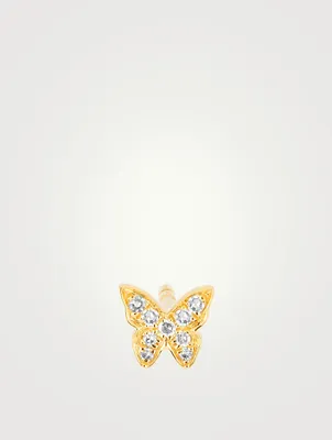 14K Gold Baby Butterfly Stud Earring