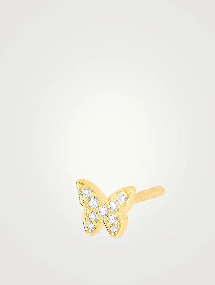 14K Gold Baby Butterfly Stud Earring