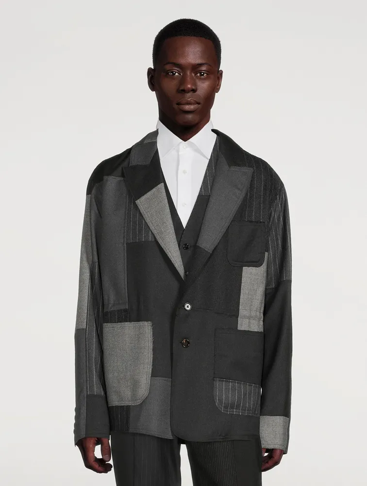Wool-Blend Jacket Pinstriped Print