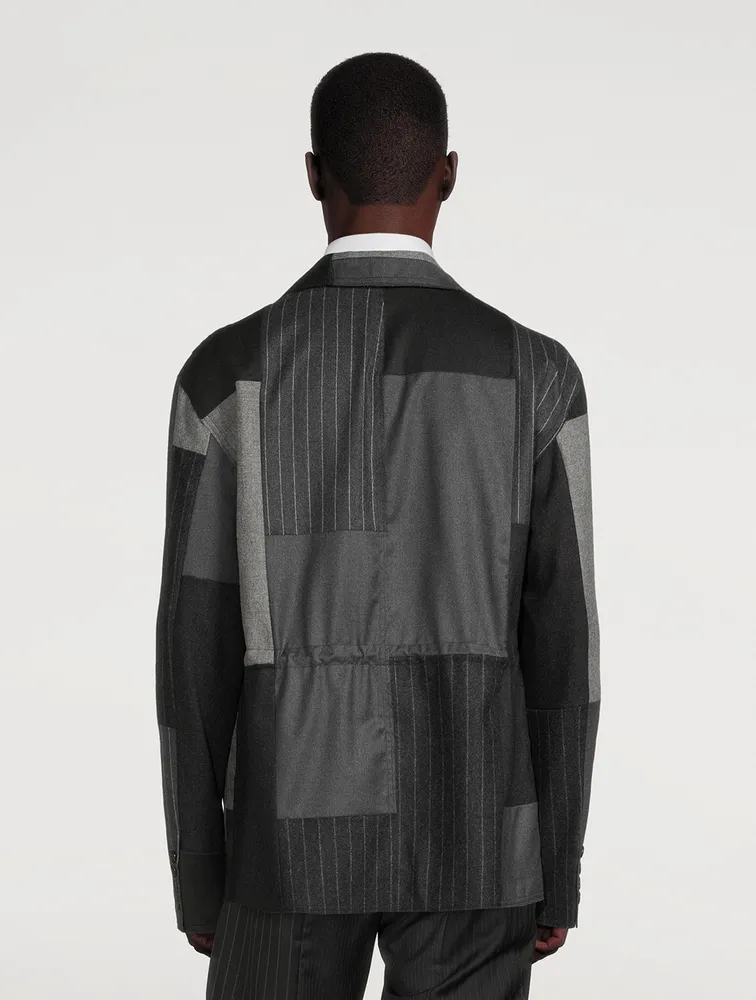 Wool-Blend Jacket Pinstriped Print