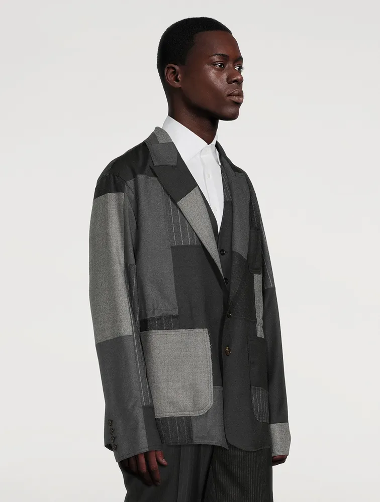 Wool-Blend Jacket Pinstriped Print