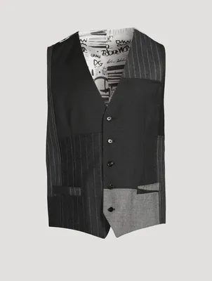 Wool-Blend Vest Pinstriped Print